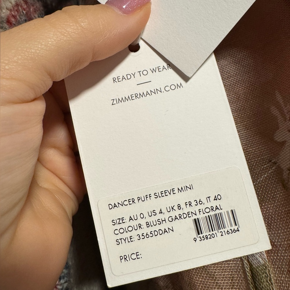 Zimmermann Blush Garden floral mini dress size 4 - Picture 10 of 10